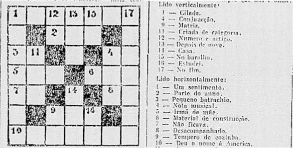 Primeira cruzadinha publicada no Brasil